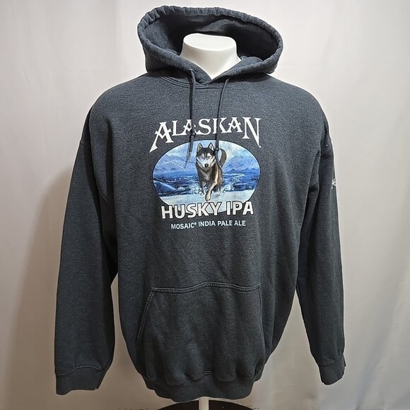 Alaskan Brewing Hoodie Adult Size XL Gray Husky IPA Sweatshirt Craft Beer - Picture 1 of 9
